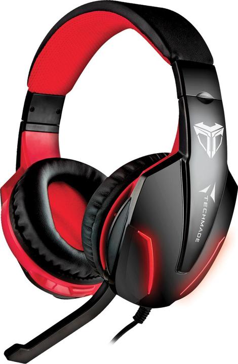 Produktbild Techmade FL1 Headset Kopfhörer 3,5 mm Stecker Schwarz, Rot (Kabelgebunden)