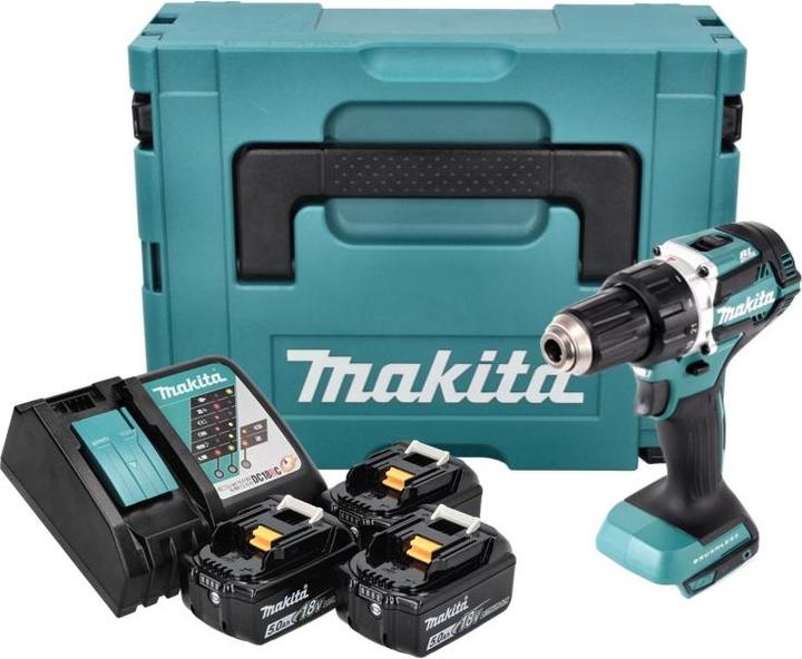 Actual product image Makita DDF 484 RT3J cordless drill driver 18 V 54 Nm brushless + 3x battery 5.0 Ah + charger + Makpac (Rechargeable battery operated)