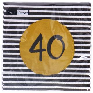 Produktbild Paper + Design Servietten 40. Geburtstag, 33x33 cm (33 x 33 cm)