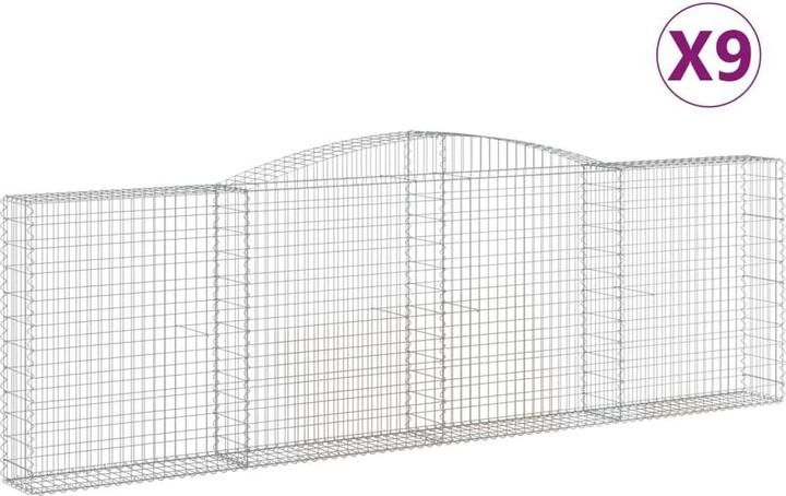 Produktbild VidaXL Gabionen mit Hochbogen 9 Stk. 400x30x120/140cm Verzinktes Eisen