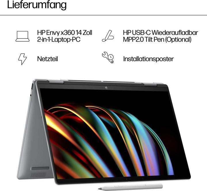 Image du produit HP Envy x360 14-fc0077ng (14", Intel Core Ultra 7 155U, 32 Go, 1000 Go, DE)