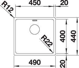 Actual product image Blanco Andano 450-IF (Top-mounted sink, 45 cm, 44 cm)