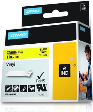 Produktbild Dymo Rhino 24mm schwarz auf gelb Vinyl (2.40 cm, Gelb)
