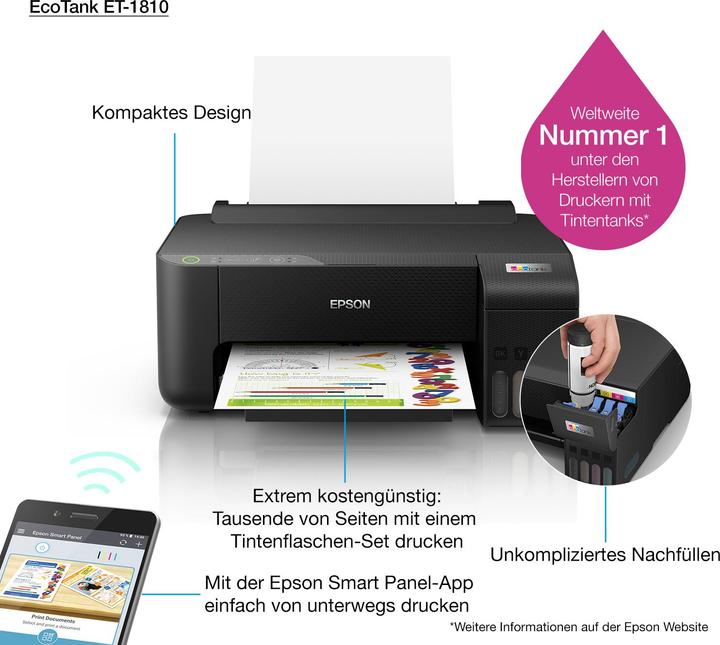 Image du produit Epson EcoTank ET-1810 (Réservoir d'encre, Couleur)