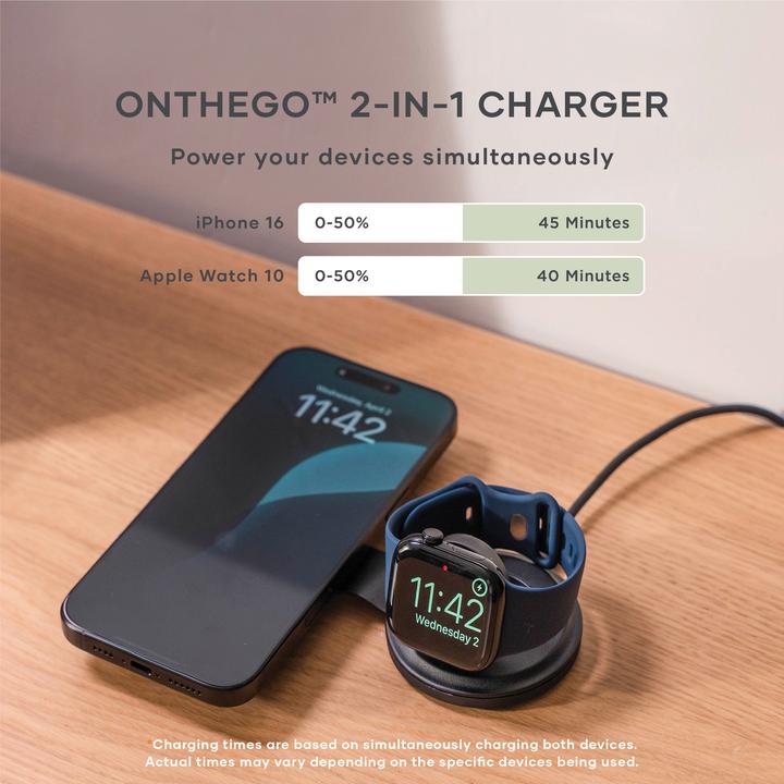 Image du produit Satechi OntheGo Chargeur sans fil 2 en 1 avec Qi2 (15 W)