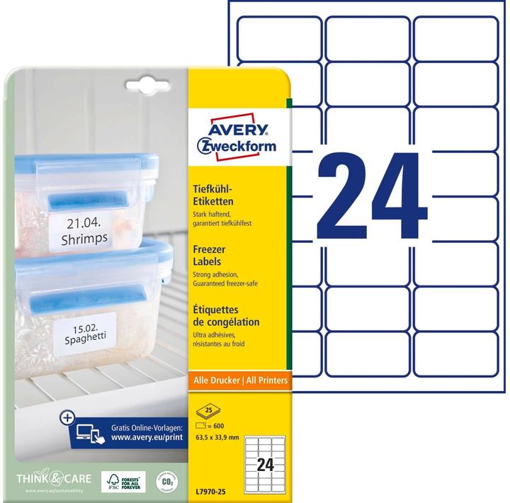 Actual product image Avery Frozen food labels