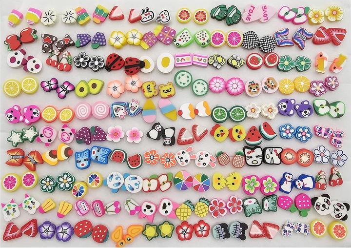 Produktbild ZigZag 100 Paar verschiedene Ohrstecker mit 100 Gummi-Stopper (Kunststoff)