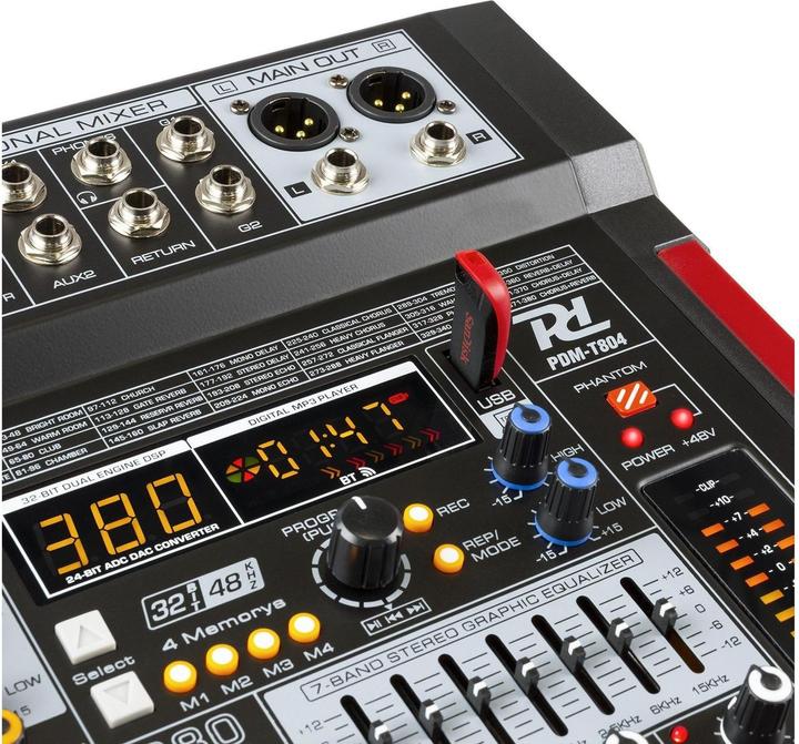 Produktbild Power Dynamics PDM-T804 - 8-kanaals mengpaneel Bluetooth, DSP, mp3 en USB audio interface (Studio- und Livemixer)