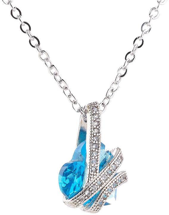 Actual product image St. Leonhard Necklace with blue cubic zirconia heart pendant and gemstones (Brass)