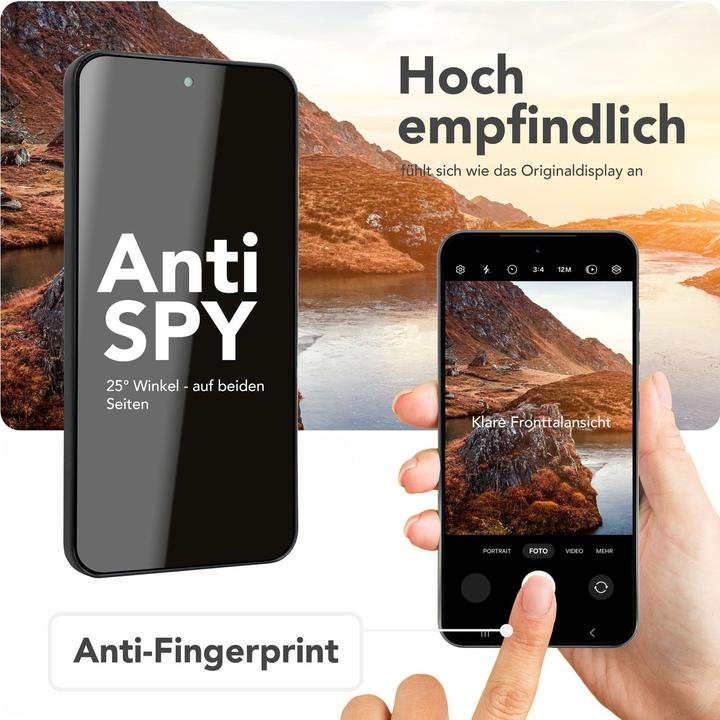 Produktbild Nalia AntiSpyX - Privacy Schutzglas mit Schablone - Full Screen Anti-Spy Protector (1 Stück, Samsung Galaxy S25)