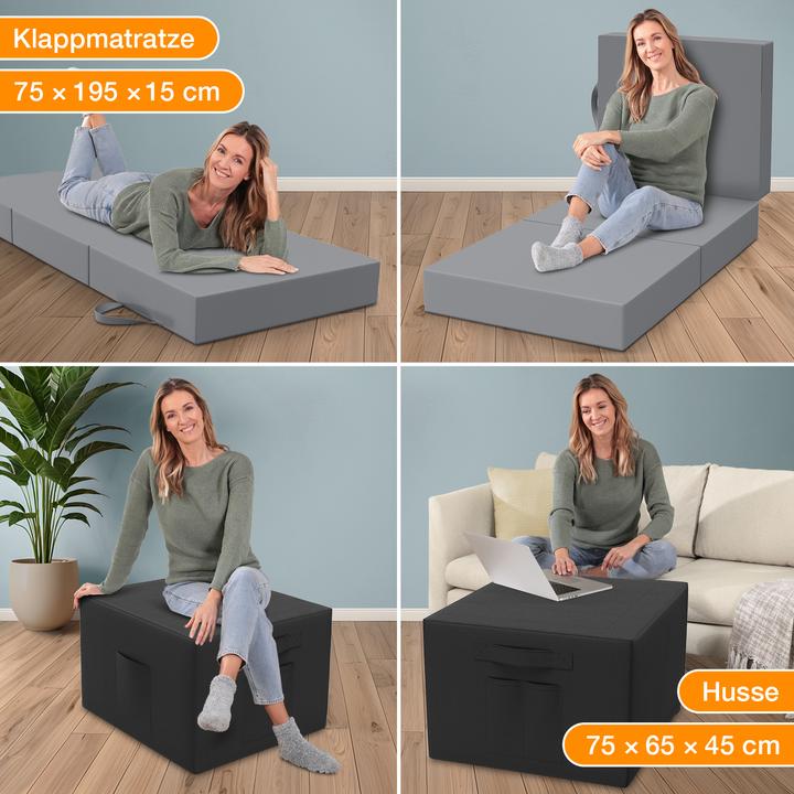 Image du produit Bestschlaf Matelas pliable avec housse et sac de transport (120 x 195 cm, Noyau de mousse)