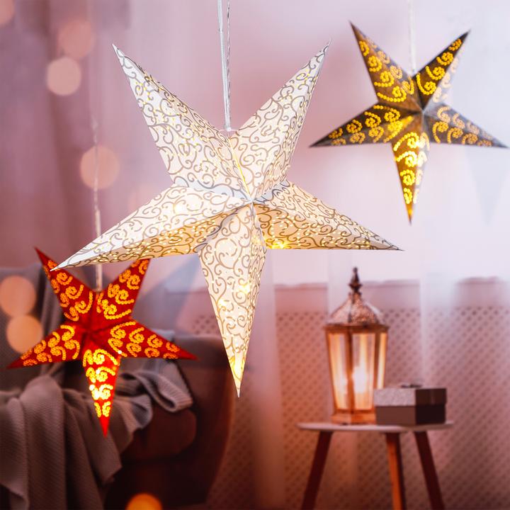 Actual product image Mojawo LED Paper Christmas Star Ø 60cm Folding Window Star Indoor Warm White Battery