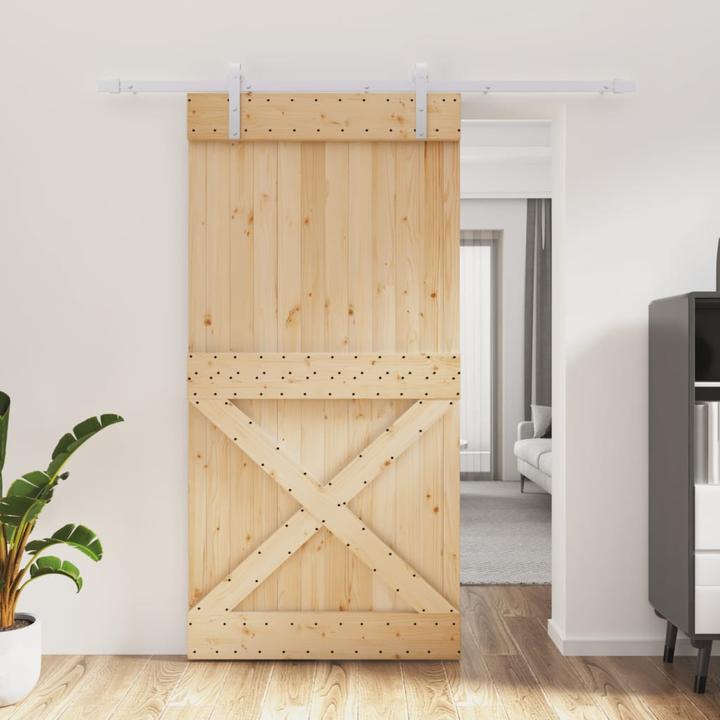 Produktbild VidaXL Schiebetür mit Beschlag 100x210 cm Massivholz Kiefer