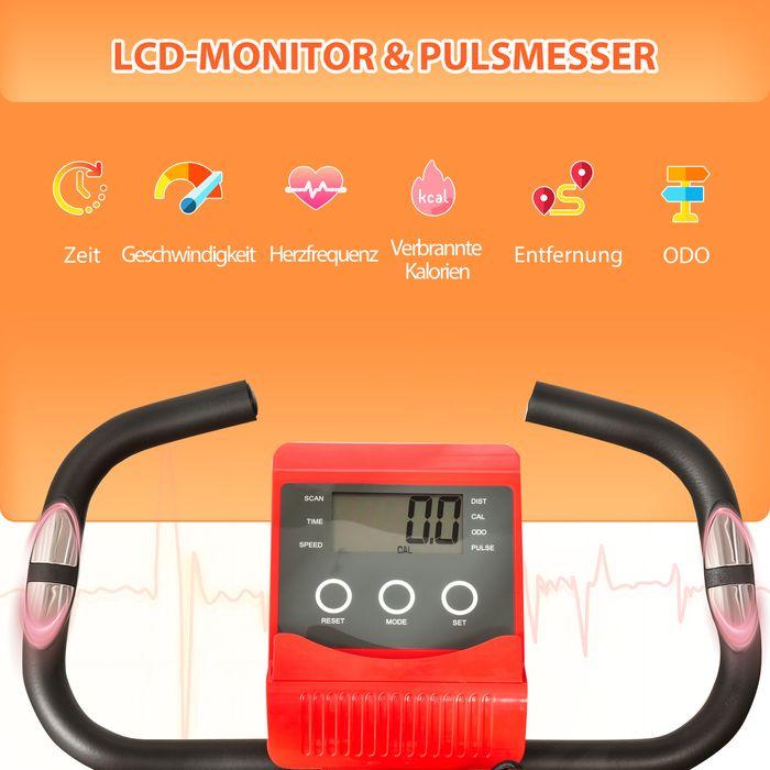 Image du produit Swisshandel24 Vélo d'appartement 2 en 1 Écran LCD, pliable, résistance magnétique réglable sur 8 niveaux, 1 paire