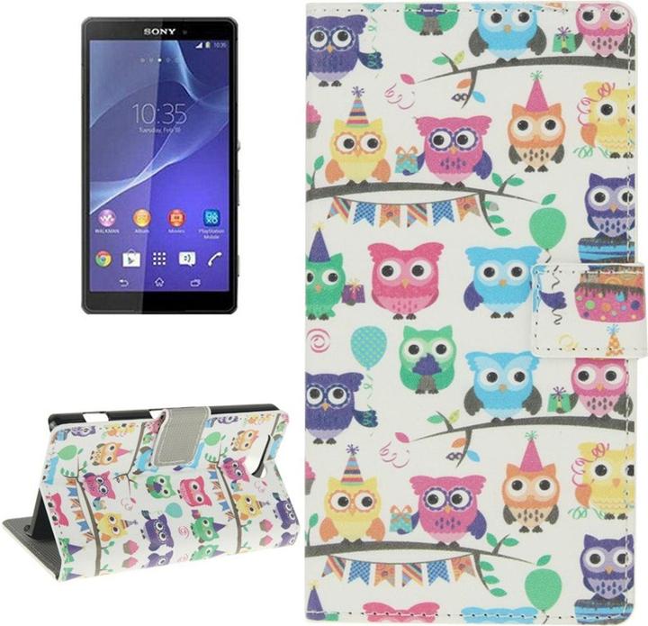 Produktbild König Design Handyhülle Tasche für Handy Sony Xperia Z3 Compact Bunte Eulen Party (Sony Xperia Z3 Compact)