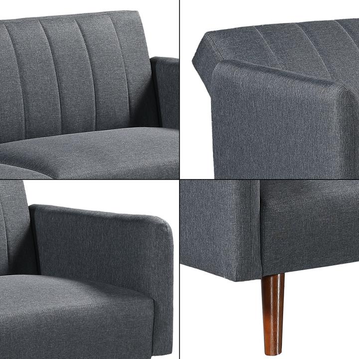 Produktbild En.Casa Schlafsofa Malå mit Liegefunktion 175x70x72 cm Grau (Liege)