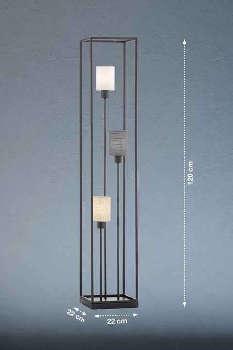 Immagine prodotto Fischer & Honsel Lampada da terra Honsel Isko - nero sabbia/tessuto lino bianco+grigio+sabbia (40430) (E14)