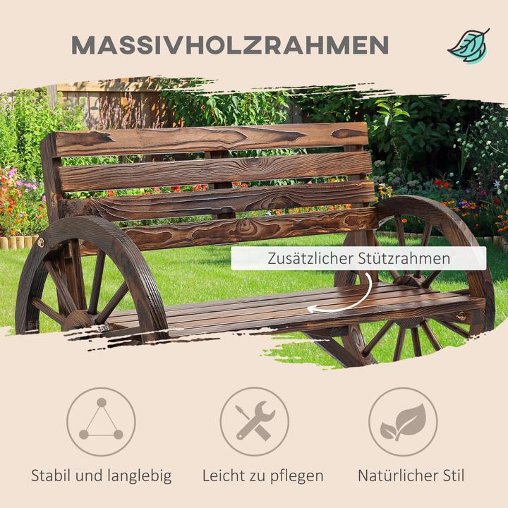 Actual product image Outsunny Garden bench wagon wheel design