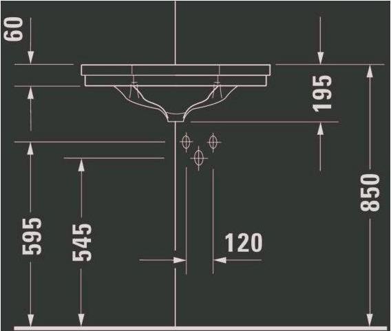 Actual product image Duravit Corner wash-hand basin 1930 m ÜL HLB 595x450mm 1 tap hole white (450 mm, 595 mm)