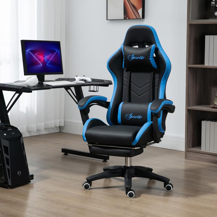Actual product image Outsunny Gaming chair Office chair with lumbar cushion, headrest, with footrest