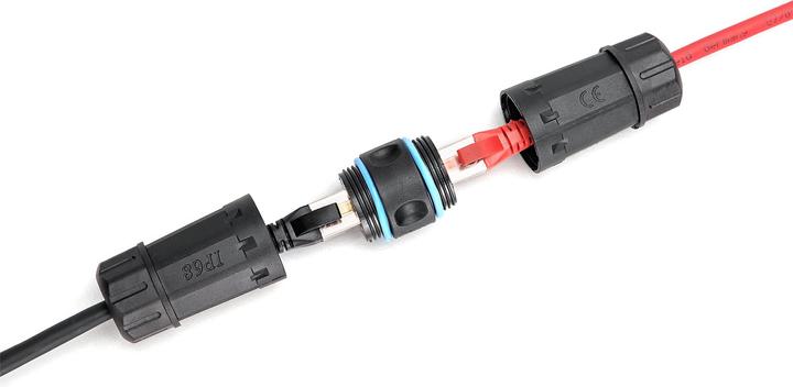Produktbild Digitus CAT 6A Aussenanschluss, Schutzart IP68 RJ45 zu RJ45 Verbindung (Netzwerk Kupplung)