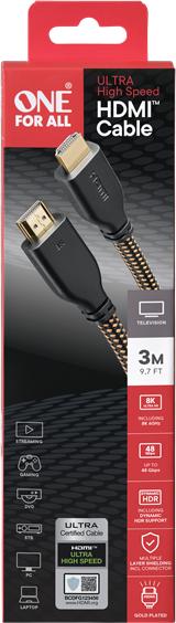 Produktbild One for All 3,0m Ultra High Speed HDMI 2.1 Kabel zertifiziert (3 m, HDMI)