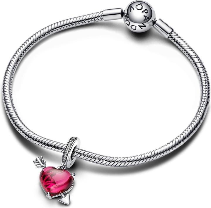 Produktbild Pandora Rotes Herz & Pfeil Murano Glas Charm (Silber 925)