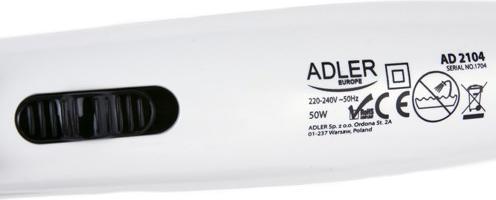 Immagine prodotto Adler Piastra per capelli Garanzia 24 mesi, Sistema di riscaldamento in ceramica, 50 W, Bianco (Piastra per capelli)