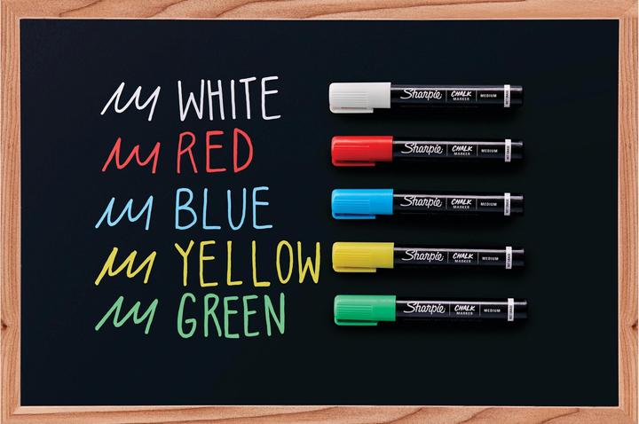 Produktbild Sharpie Kreidemarker 5er Blister M, Mehrfarbig (Weiss, Gelb, Grün, Blau, Rot, 5 x)