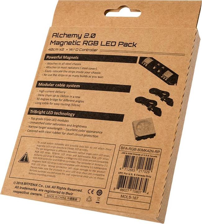 Immagine prodotto BitFenix Kit di strisce LED RGB magnetiche Alchemy 2.0 2x 40 cm, 2x 21 LED (Multicolore)