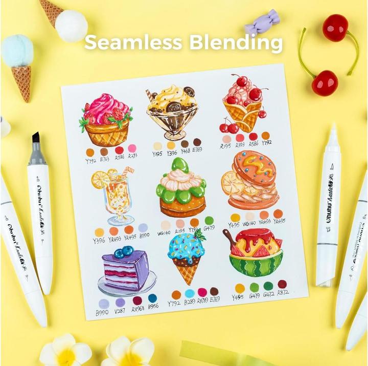 Actual product image Ohuhu Kaala art marker illustration colours (Multicoloured, 1 mm, 60 x)