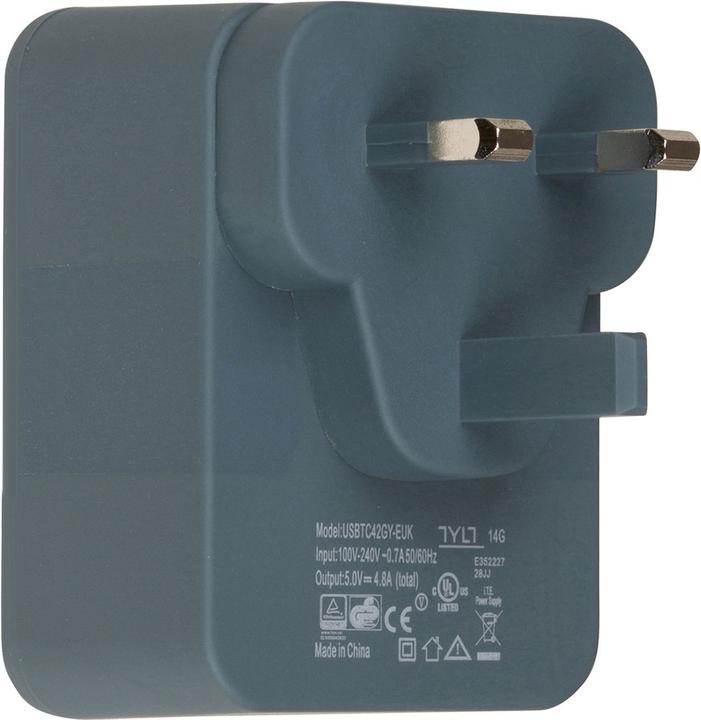 Actual product image Tylt Travel Adapter Dual USB Gray