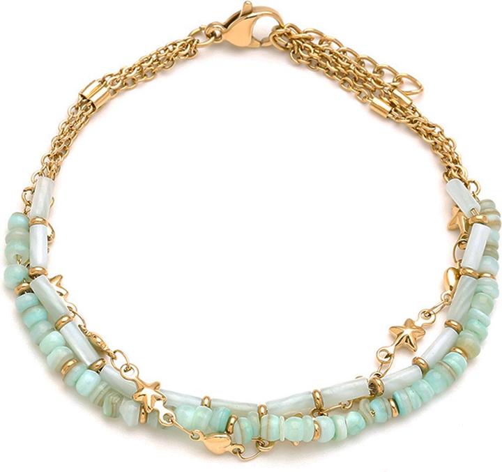 Produktbild Leyda Armband Perlmutt Edelstahl (19.50 cm, Stein, Edelstahl Gelb Vergoldet 18K)