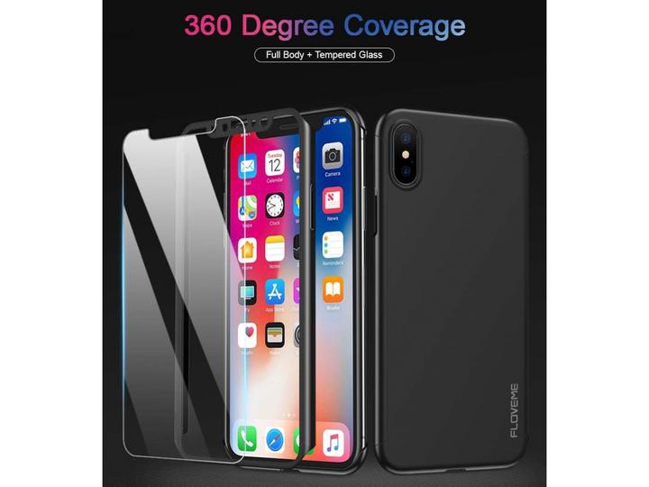 Image du produit Floveme Etui en verre blindé 360 degrés pour iPhone XS Protection intégrale (1 pièce(s), Apple iPhone XS)