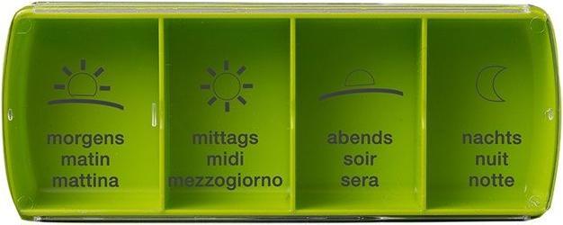 Produktbild Anabox Medidispenser compact Tagesbox grün 4 Fächer im Blister deutsch/französisch/italienisch