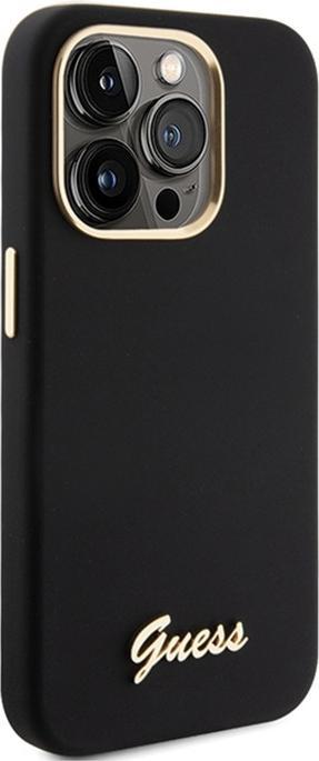 Actual product image Guess GUHCP15LSMBSLK iPhone 15 Pro 6.1" czarny/black hardcase Silicone Script Metal Logo & Frame (Apple iPhone 15 Pro)