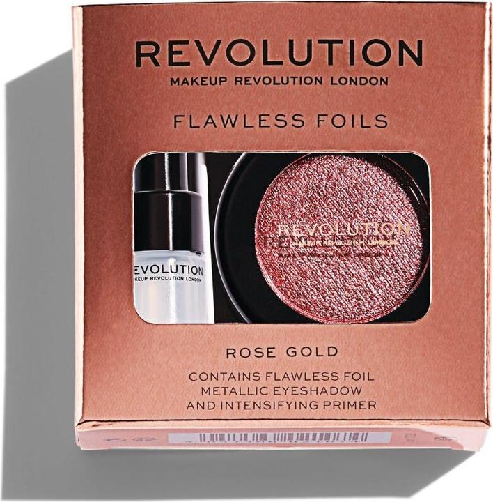 Actual product image Makeup Revolution Flawless Foils Metallic Eye Shadow + Rose Gold Base