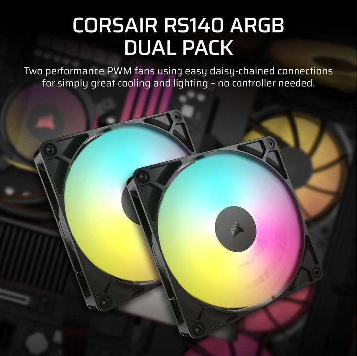 Actual product image Corsair RS ARGB PWM fan - 140 mm, black (140 mm, 1 x)