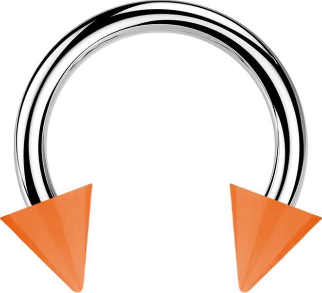 Produktbild Star Piercing Micro Circular Barbell silber mit zwei Cones orange (Chirurgenstahl 316L, ohne Messing, Acryl)