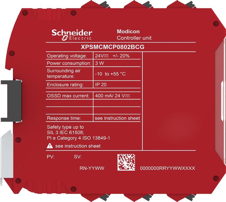Image du produit Schneider Electric CPU Contrôleur de sécurité modulaire2A XPSMCMCP0802BCG