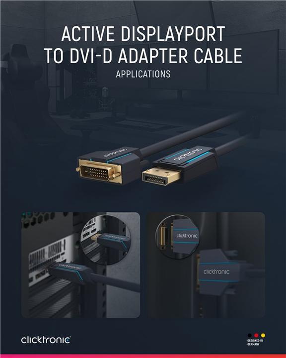 Actual product image clicktronic DisplayPort — DVI (3 m, DVI, DisplayPort)