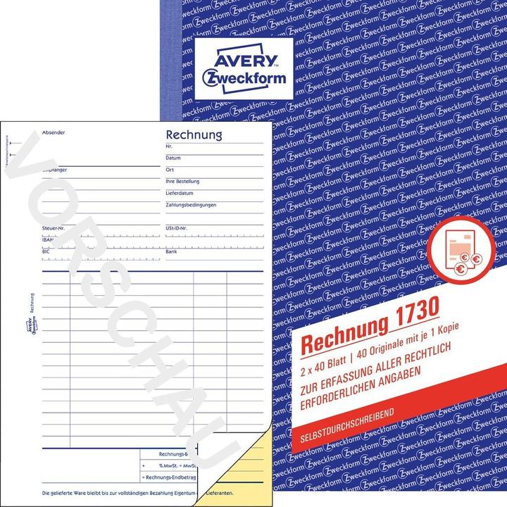 Actual product image Avery Form book "Invoice", SD, 4+1 FREE of charge (40 x)