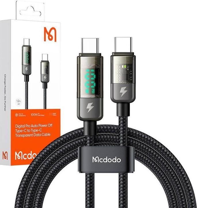 Image du produit Mcdodo CA-3610 Câble USB-C vers USB-C, mise hors tension automatique, PD 100W, 1.2m (noir) (1.20 m)