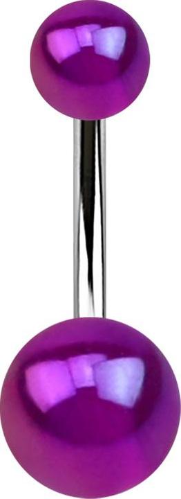 Star Piercing Banane silber mit zwei Kugeln metallbeschichtet violett (ohne Messing, Chirurgenstahl 316L, Acryl)