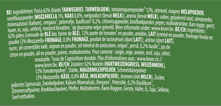 Valeurs nutritives et ingrédients Knorr Mozarella de tomate (86 g)