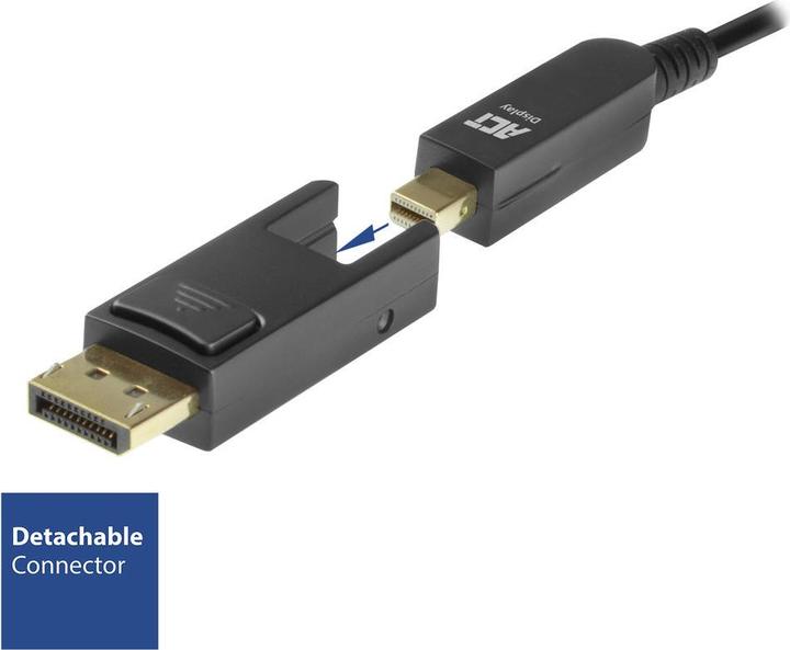 Actual product image 30 meter DisplayPort 1.4 ive Optical Cable 8K with detachable connector DisplayPort male (30 m, DisplayPort)