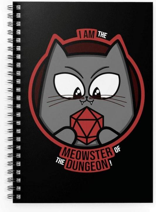 Produktbild Glass Staff Notizbuch Meowster of the Dungeon Schwarz/Grau (Liniert, Harter Einband)