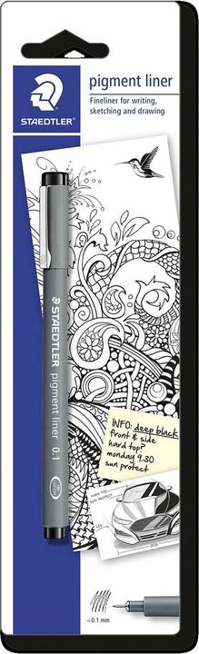 Actual product image Staedtler pigment liner 308 Fineliner blister card with 1 pigment liner, black, approx. 0.1 mm (Black, 1 x)