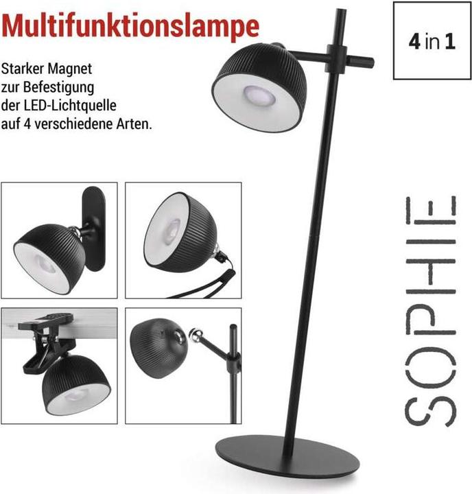 Image du produit Emos Lampe de bureau LED SOPHIE, rechargeable, noire (200 lm)
