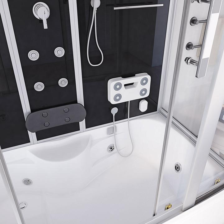 Image du produit Home Deluxe Douche à vapeur avec fonction hydromassage et éclairage LED YARU BLACK - 170x90x220 cm